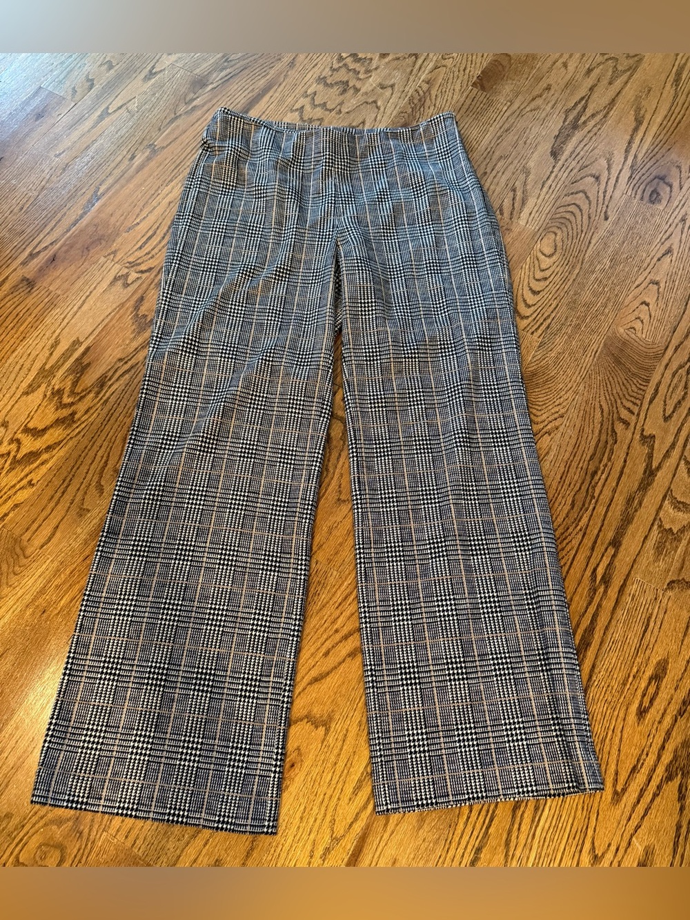 J. McLaughlin Wool Blend wide leg pants trousers classic glen check pattern 14